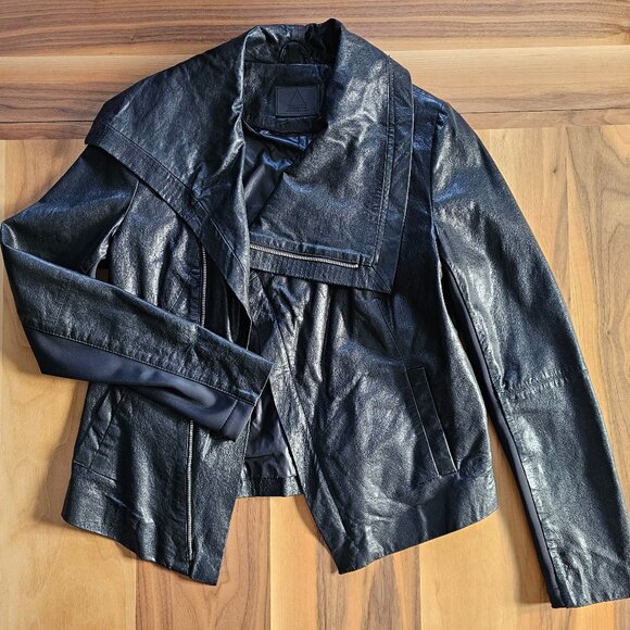Rudsak Atelier Noir Thin Leather Black Jacket - Picture 1 of 6